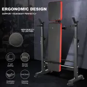 6 in 1 Weight Bench Adjustable Workout Bench Press with Barbell Rack Strength T