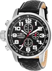 Invicta Men's I-Force Left Handed Quartz Watch with Leather Strap, Black (Model: 2770), Black, NO SIZE, 2770