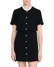Sandro Lace Collar Tweed Mini Dress