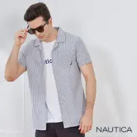 在飛比找momo購物網優惠-【NAUTICA】男裝低調直條紋短袖襯衫(深灰)