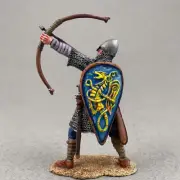 Collectible figure, Tin toy soldier 54 mm, Norman knight statue, Archer figurine