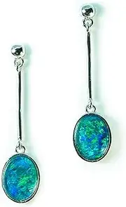 [Opal Gallery] GENUINE Opal Earrings - Fire Opal - Australian Triplet Opal Drop Earring in Sterling Silver White Gold Plated Women's Jewellery