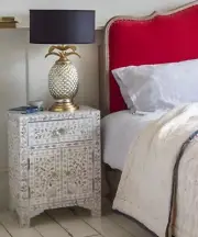 Mother of Pearl Inlay Bedside Table | Handmade Nightstand | 3 Sizes Available