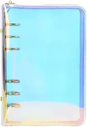 Chris.W Personal Compact Zip Organizer, A6 6-Ring Zipper Binder Planner Cover, Holographic Dazzling Rainbow Color(Inner Paper Not Included)