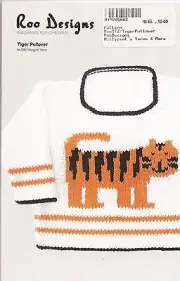 Roo Designs Child's Tiger Pullover KNITTING PATTERN Uses DK Yarn for 6mos-4yrs