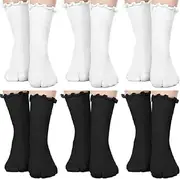 [Generic] 6 Pairs Split Toe Socks Ruffle Frilly Socks Elastic Cotton Sandal Socks for Men Women