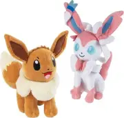 Pokemon 8" Eevee & Sylveon Plush Stuffed Animal Toys, 2-Pack - Eevee Evolution