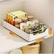 AMIWET Pull Out Organiser Expandable Pull Out Cabinet Organizer, Slide Out Drawer Storage for Kitchen, Living Room, Home (Size: 43 x 20 x 7cm), Silver Stainless Steel
