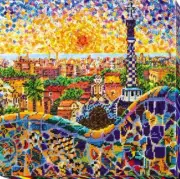 Bead embroidery kit Park Guell needlework kit Art canvas beadwork pattern