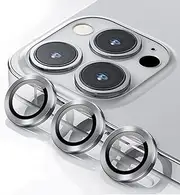 HEYUS [3 Pack] Camera Lens Protector for iPhone 13 Pro 6.1-Inch and iPhone 13 Pro Max 6.7-Inch, 9H Tempered Glass Metal Individual Ring Cover, HD Clear (Silver)