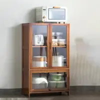 在飛比找momo購物網優惠-【HappyLife】多功能透明視窗餐廚置物櫃 三門三層 Y