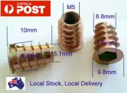 Qty 100 M5 10mm Wood Timber Threaded Flange Nuts Zinc Plated Alloy Insert Nut