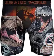 [COCO BRANDS] Jurassic World Men's Boxer Briefs - No Fly, Anti-Chafing Stitching, Comfort Shaped/Cotton Lined Crotch