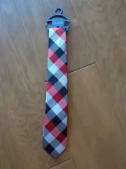 CHAPS boy's NWT red/black/white/grey polyester checkered tie