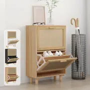 Shoe Cabinet Engineered Wood and Natural Rattan Shoe Rack Multi Colours vidaXL