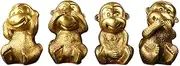Monkey car Decoration, Monkey Figurine Statue Brass handicrafts Ornament Automotive Home Decoration Show Not Tell Not Listen to Not, do not Move,Don't Listen,L/4184 (Color : Set, Size : S)