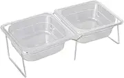 WeiLaiKeQi Elevated Cat Bowl Dog Feeder Easy to Clean 15 Degree Slanted for Cat and Puppy Ergonomic Design Stainless Steel Frame, Double Bowl