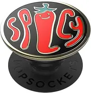 PopSockets PopGrip - Expanding Stand and Grip with a Swappable Top for Smartphones and Tablets - Enamel Spicy Black