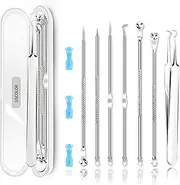 2025 New 10PCS Blackhead Remover, Pimple Tool Kit, Acne Tools, Comedone Extractor, Blemish Whitehead Removal, Professional Curved Tweezers Kits, Premium Stainless Steel