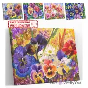 Paint By Numbers Kit Flower Abstract Home Painting Oil Draw Canvas Beginner Kids