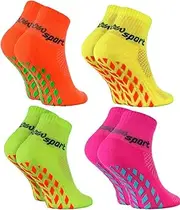 [Rainbow Socks] Boys Girls Neon Sneaker Sport Stopper Socks