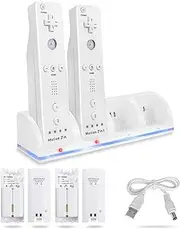 4-in-1 Charging Station for Nintendo Wii,Wii U Remote Controller,with 4 Rechargeable Battery Packs (4 Port Charging Station+4 pcs 2800mAh Replacement Batteries+USB Cable)