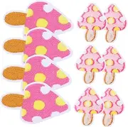 jojofuny 10pcs Mushroom Patches Iron Embroidered Appliques for DIY Crafts Clothing Hats Bags Durable Skin Friendly Easy to Apply for Repairing and Decorating