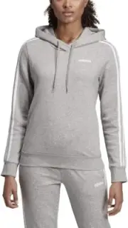 adidas Womens Essentials 3-Stripe Hoodie,Medium Grey/Heather White Size:XX-Small