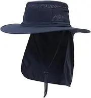 [SagaSave] 1Pcs Wide Brim Fishing Hat with Neck Flap, UPF 50+ Sun Protection Cap Fishing Hat for Camping Hiking Travelling Fishing Hunting (Navy)
