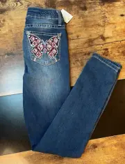VIGOSS Girls Size 12 Dark Blue Jeans The Jagger Ankle Skinny Butterfly Pocket