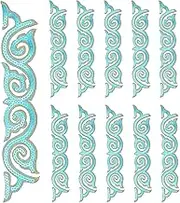 uxcell 10 Pack 9.4" Embroidery Sequin Appliques for Sewing, Embroidered Applique with Gold Trimming Floral Sew Iron on Patch for DIY Sewing Crafts Wedding Clothing Decor, Lake Blue