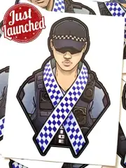 Police remembrance ribbon sticker, Thin Blue Line Police - Vinyl Sticker FEMALE