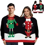[Comebachome] Matching Hoodies for Couples, Christmas Pattern Long Sleeve Couples Hoodies, Two Person Hoodie, Matching Sweatshirts for Couples Wearing