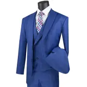 BIG & TALL Men's Blue Glen Plaid 3pc 2-Button Modern Suit w/ Peak Lapel NWT