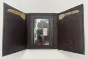 100% Genuine Leather - Men's Trifold Brown Matte RFID Safe Wallet - NEW!