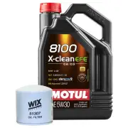5L Motul 8100 X-CLEAN EFE 5W30 Wix Filter Motor Oil Change Kit API SN (for: Volvo)