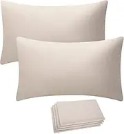 Lumbar Pillow Covers Blank 12x20 Inch Bulk Plain Pillow Case for Sublimation Decoration HTV Heat Transfer Vinyl Set of 2 Beige Linen