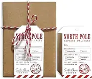 DoneJPee 100 Pcs North Pole Tags, Santa Claus Name Labels