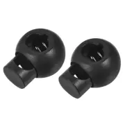 10pcs Plastic 8mm Hole Rope Cord Locks Single Hole Ends Stoppers Black