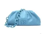 Badgley Mischka NWT Handbag, Wrapped Frame Clutch, Chain Strap, Blue Purse