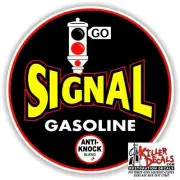 (SIG-1) 12" ROUND SIGNAL GASOLINE ANTI KNOCK GAS PUMP OIL TANK LUBSTER DECAL
