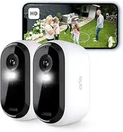 Arlo Essential 2 HD Video Security Camera Outdoor Wireless, Battery Operated Home Camera with Colour Night Vision, Light, Siren, 2 Way Audio & WiFi, Arlo Secure Free Trial, 2 Cameras, White