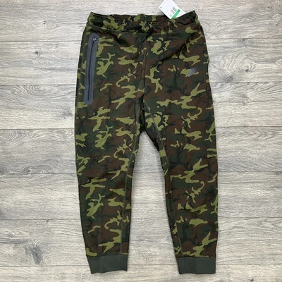 Nike Tech Fleece Camo Joggers Size XL Kids Green Black Slim Fit $100