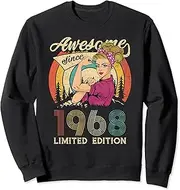 [X.Style] Retro 70's Style 55th Birthday for Women, Best of 1968 Sweatshirt ds1741 Sweater (S) Black