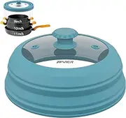 FPVIER Collapsible Microwave Splatter Cover - Vented Silicone & Glass Lid with Easy-Grip Handle, Fits 6 to 11 Inch Plates & Bowls, 11.8 Inch Diameter, Prevents Splatters & Ensures Even Heating