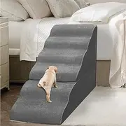 MALOROY 6 Tiers 28.6inch Foam Dog Ramps for High Bed, Dog Stairs Ladder Pet Ramp Stairs Non-Slip Pet Step for Older Dogs, Cats with Joint Pain, Sofa Ladder for Puppies -Grey