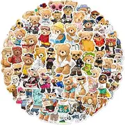 Doll Bear Stickers,50 PCS Bear Vinyl Waterproof Decals for Water Bottles Computer Bicycle Skateboard Luggage Phone Pad Laptop Kids Teens Stickers Pack