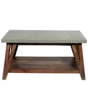Alaterre Brookside 36inW Wood with Concrete-Coating Coffee Table