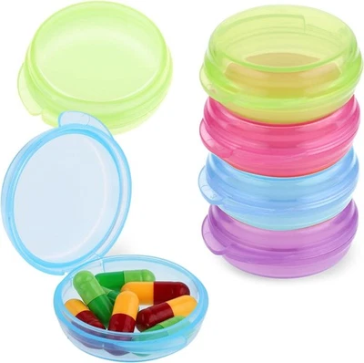 4 Pcs Mini Pill Organizer Small Pill Box Cute Portable Pill Case for Pocket