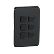 Clipsal Iconic Series Cover Frame - 6 Switches - Iconic Black - 3046C-XB